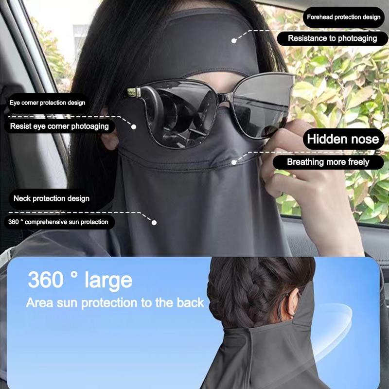 Product Introduction of New Ice Silk Mask Summer Breathable Mask UV Protection UPF50+ Sun Protective Scarf Face Neck Shoulder Anti-UV Sunscreen Shawl for Women 12