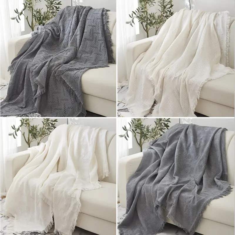 (CAO CẤP SIZE 1M8-2M3) Khăn trải bàn, Thảm phủ ghế Sofa phong cách Bắc Âu Màu Trơn Sang Trọng 0