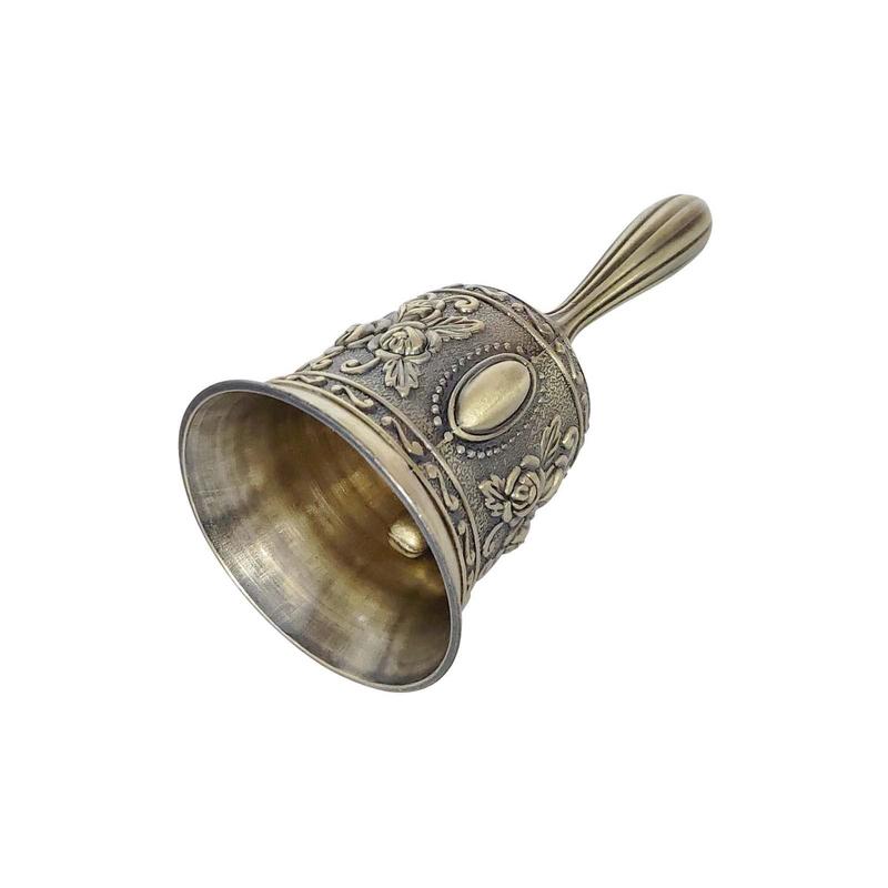 Vintage Brass Bell, 1 Count Handheld Bell, Elegant Bell for Wedding & Party & Home Decor, Fashionable Desktop Ornament for Living Room & Office 4