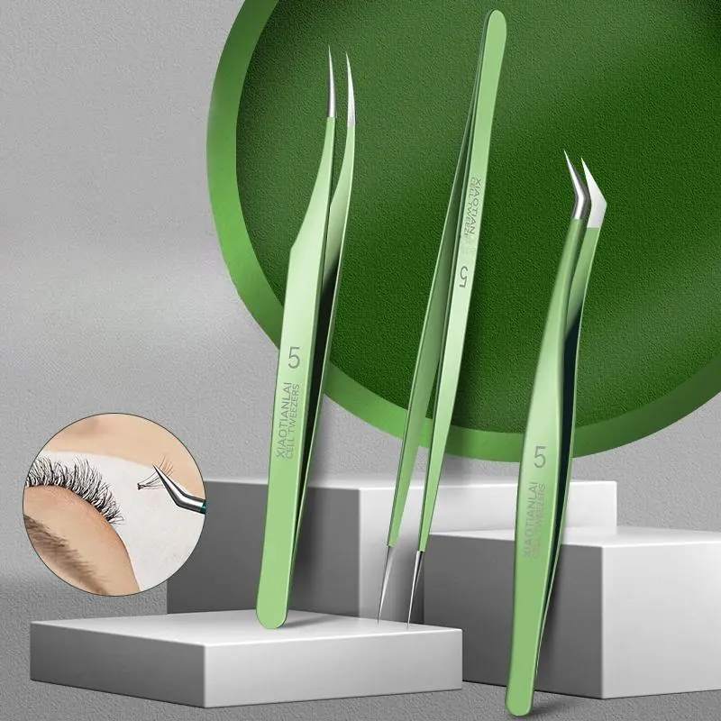 3pcs Eyelash Extension Tweezers Set, High Precision Tweezers, Professional Eye Lash Makeup Tool For Women 5