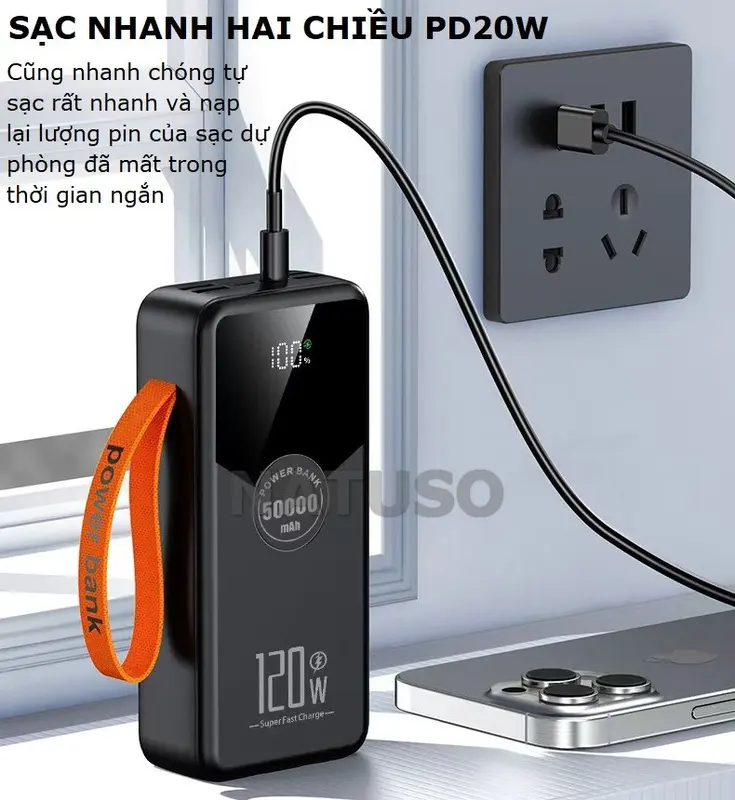 [Tặng sạc 3 đầu] Pin sạc dự phòng NT30 dung lượng lớn 30000mAh sạc nhanh 22,5W tích hợp dây sạc 5
