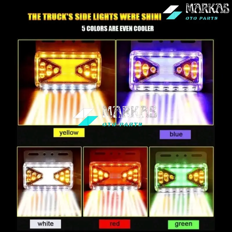 Lampu Led Samping Bak Truk Variasi 24volt Model Kotak 30Led Sein Running Light Waterside 8