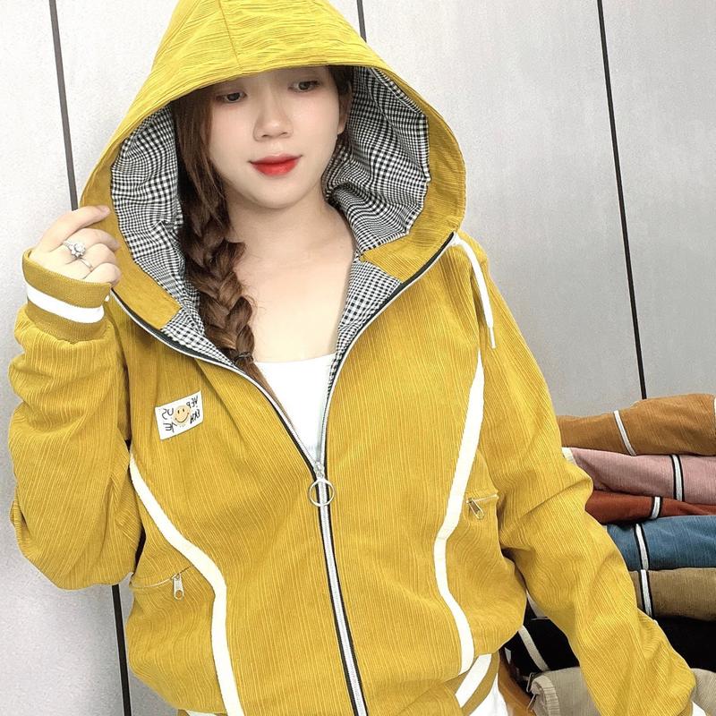 Áo Khoác Nữ Form Rộng - Áo Khoác Nhung Gân 2 Lớp, Lót Caro full size ML Dưới 80kg. Jacket Top