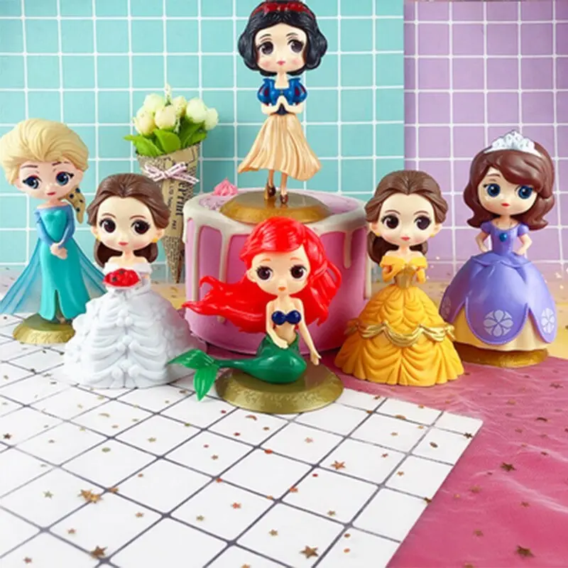 Princess Pajangan Kue Mainan Pajangan Hiasan Toppers Dekorasi Pesta Anak Princess Belle Mermaid Elsa Frozen Snow White 0