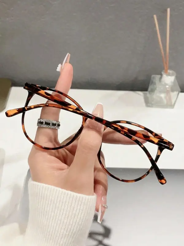 Tortoiseshell Pattern Eyeglasses, Cute Anti-blue Light Eyeglasses for Women & Girls, Fashion Eyeglasses for Work, Daily Clothing Decor 2
