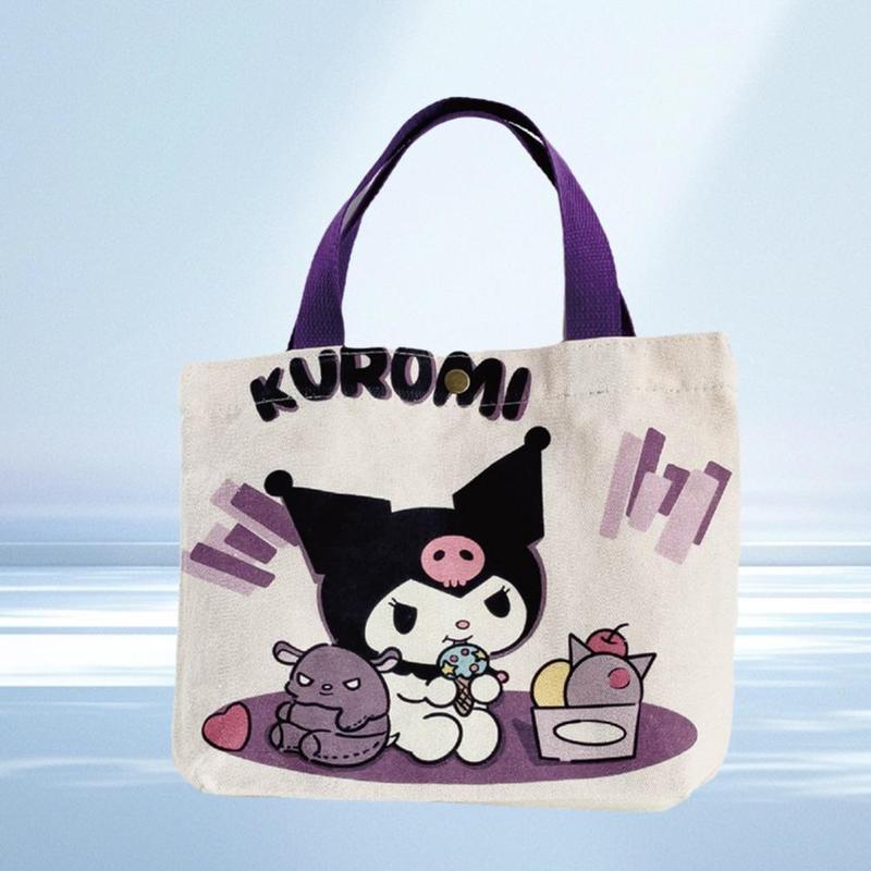 Túi Vải Bố, Chủ Đề Sanrio Hoạt Hình, Túi Tote Nữ, Túi Kuromi Mua Sắm Dễ Thương, Y4Q2 2
