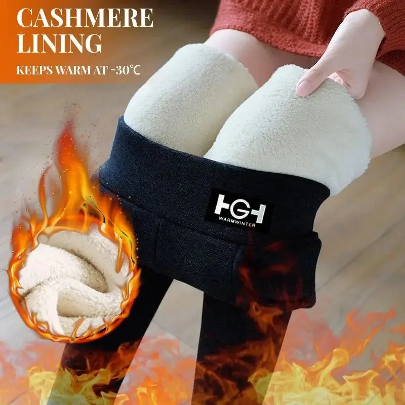 Quần Legging Lông Cừu Mùa Đông, Dành Cho Nữ, Quần Lót Giữ Nhiệt, Quần Bó Nhung Cực, Màu Trơn Cạp Cao, Làm Bằng Len, Hàng Mới Về