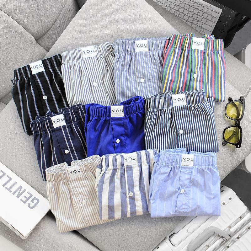 Quần Đùi Ngủ Kate Cotton Mềm Mịn Thoáng Mát Mẫu Sọc Và Trơn Dành Cho Nam