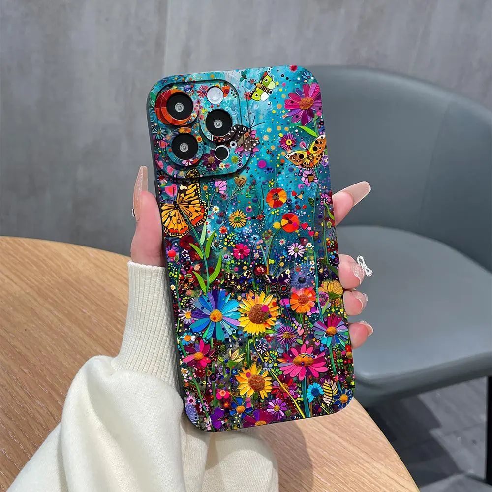 Butterfly & Flower Pattern Phone Case, Soft TPU Cellphone Protective Case, All-inclusive Shockproof Mobile Phone Cover for iPhone Samsung Galaxy