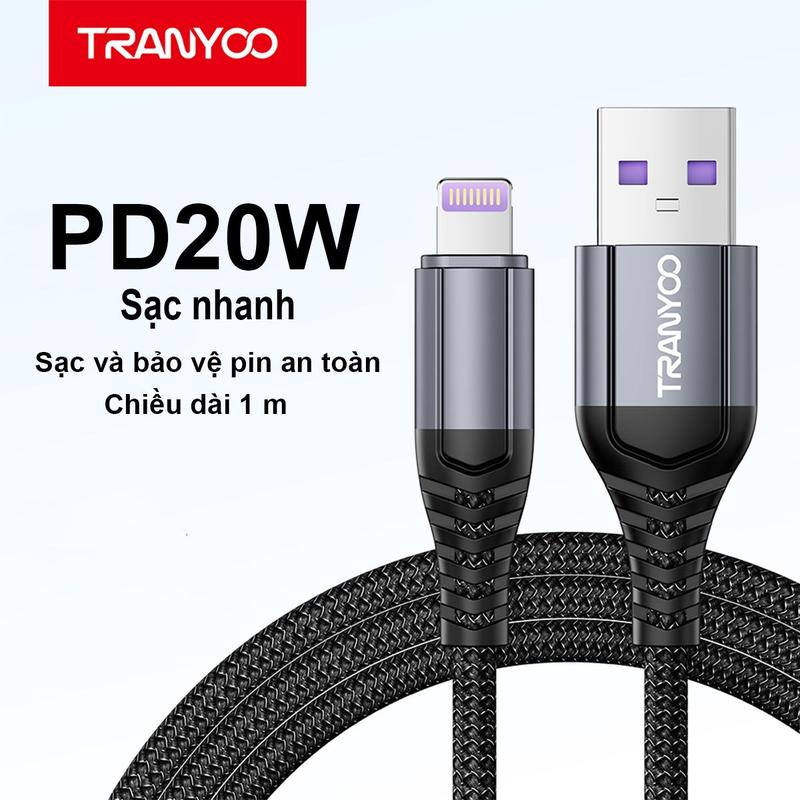  TRANYOO Dây Cáp Sạc Nhanh USB Type-C Lightning T-S15 T-S16 20W Sạc Nhanh Cho IOS  Android Chất Liệu Bền Bỉ An Toàn Chống Uốn Cong Và Rất Khó Gãy Đứt Phụ Kiện Sạc Điện Thoại Phụ Kiện Sạc Điện Thoại 
