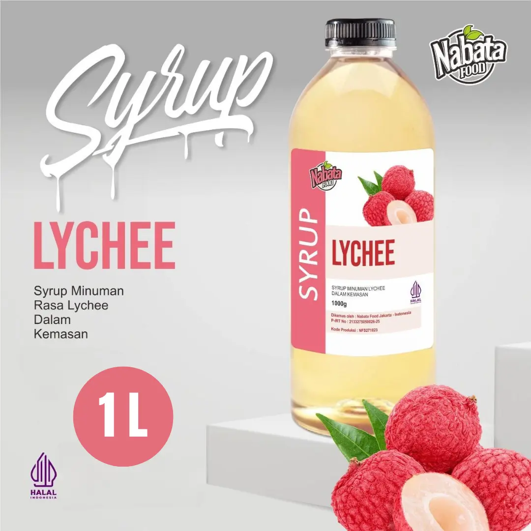 Nabata Food Sirup Leci Premium 1 liter I Syrup Lychee botol