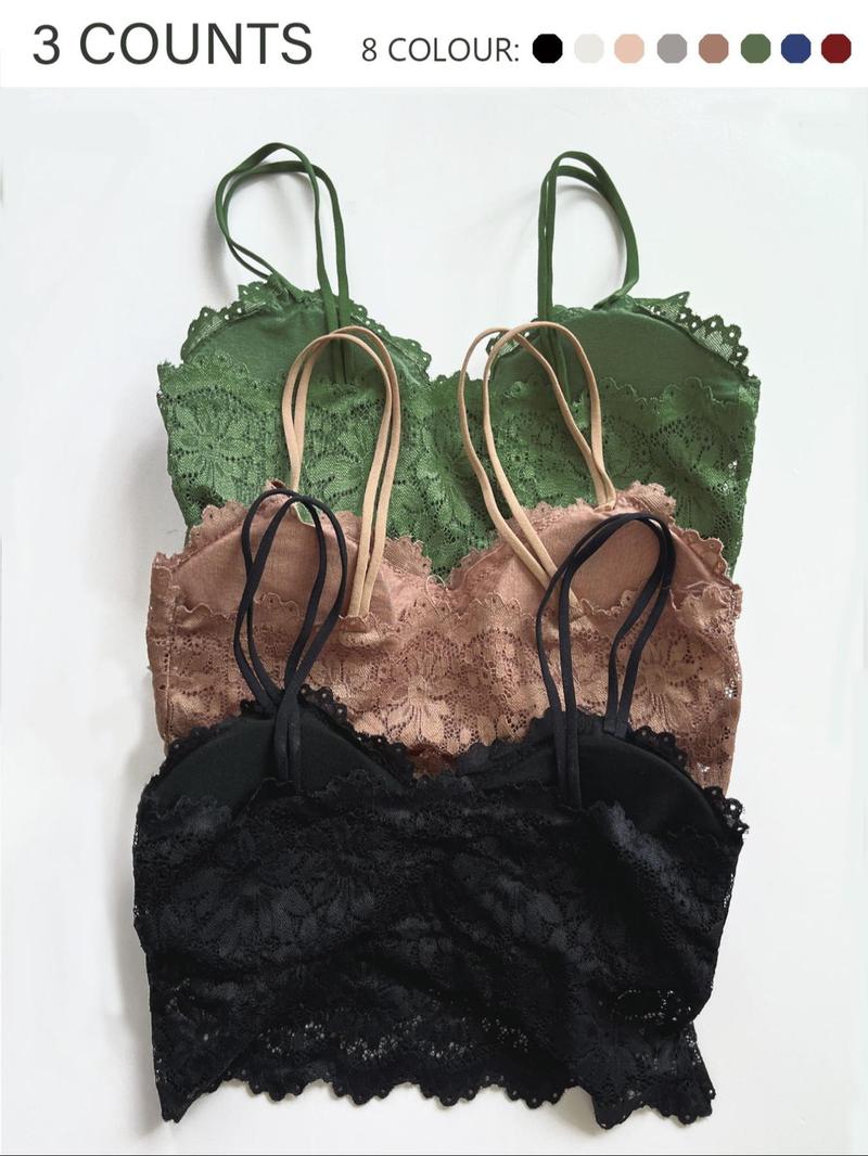 Product Introduction of Women's Floral Lace Scallop Trim Wireless Bra Set, Lingerie for Women, Soft Comfy Breathable Push Up Lingerie Top for Daily Wear, Lingeries for All Seasons 18