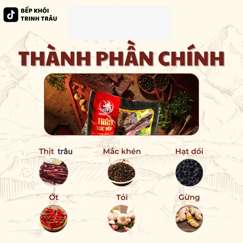 [ TÚI LỚN ] Thịt Trâu Sấy Gác Bếp 500gr/ 1KG Siêu To Chuẩn Tây Bắc Đặc Biệt Chế Biến Ăn Sẵn - Trinh Trâu Ăn Vặt Snack Food Chua Thức Ăn katyusha  khô 1