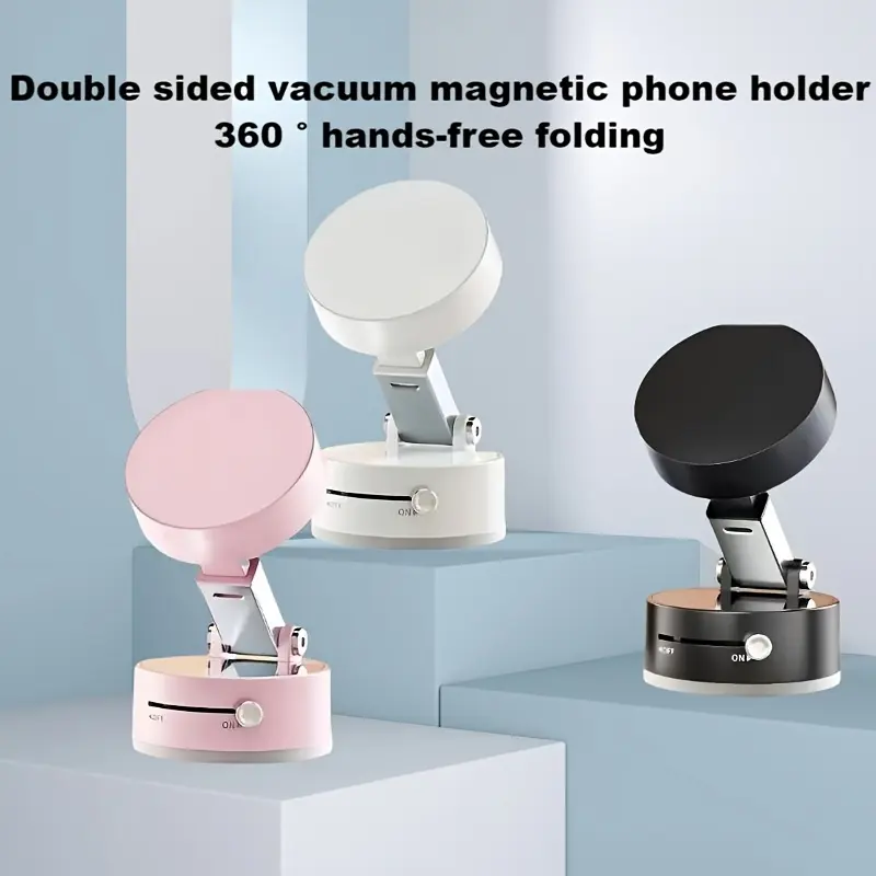 Phone Double Sided Vacuum Magnetic Bracket, 360 ° Hands-Free Folding for Watching Videos And Navigation, Easy to Install with One Hand Operation