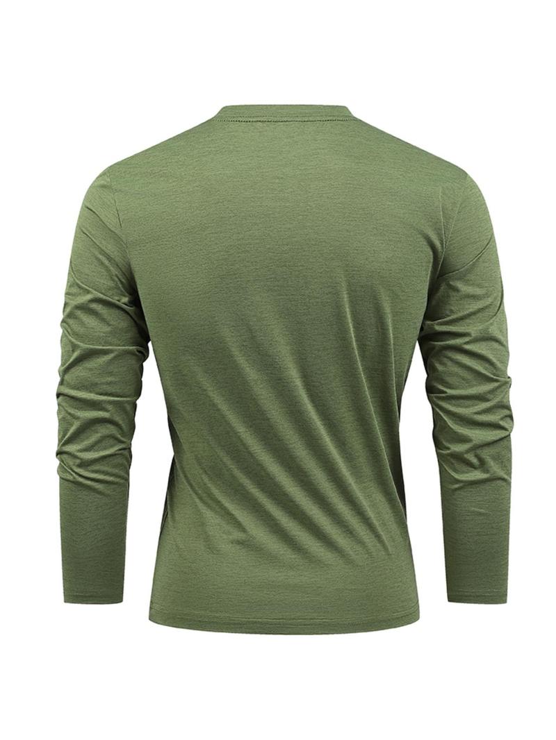 Product Introduction of Men's Solid Long Sleeve Tee, Regular Fit Casual Sporty Breathable Quick Drying T-shirt for Running Gym Workout, Men's Top for   Spring & Fall 2