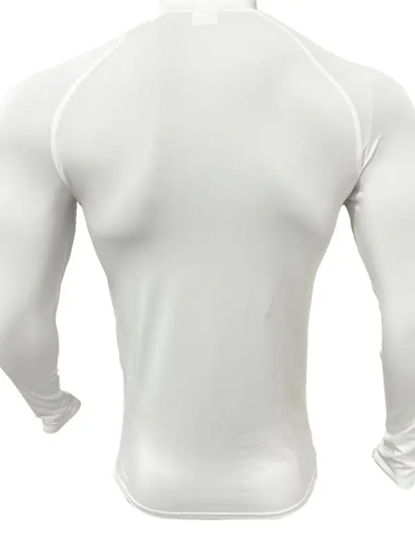 Men's Solid Long Sleeve Compression Tee, Casual Comfy Breathable T-shirt for Spring & Fall, Men's Top for Gym Workout Running, Stretch Athletic Tee 7