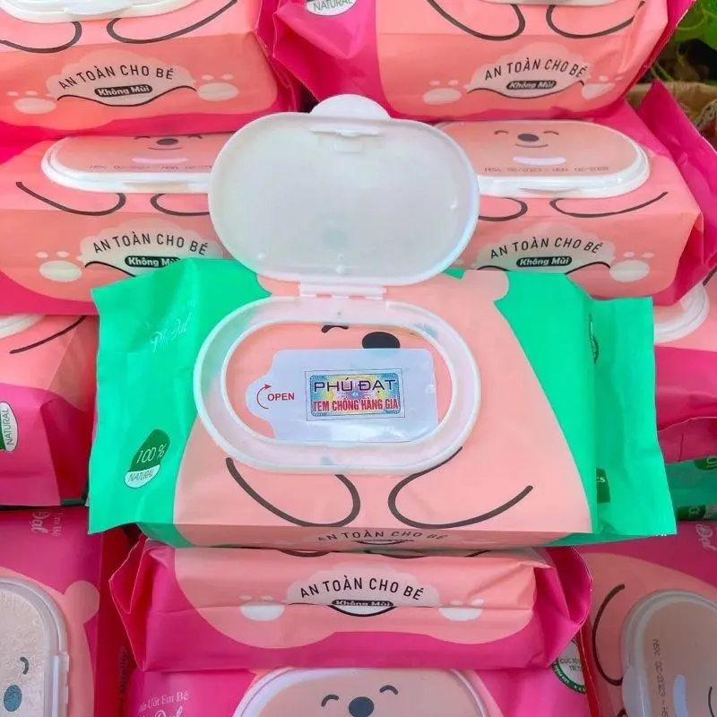 [MOONSHOP] Khăn giấy ướt Phú Đạt ,giấy ướt hình Bọt Biển 100 tờ gói to đầy đặn, không mùi, không cồn an toàn 6