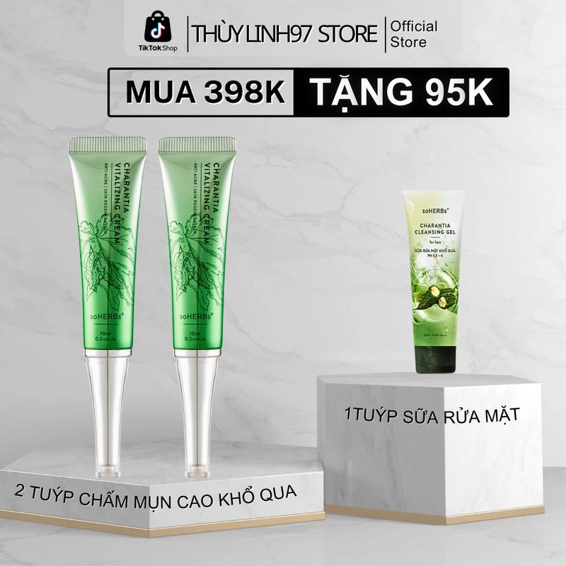 [Combo 2 Tuýp] Kem chấm mụn CAO KHỔ QUA 10ml - soHERBs - [Tặng 1 Tuýp Sữa Rửa Mặt 25ml] Hổ trợ giảm mụn Skincare Làm Đẹp Da