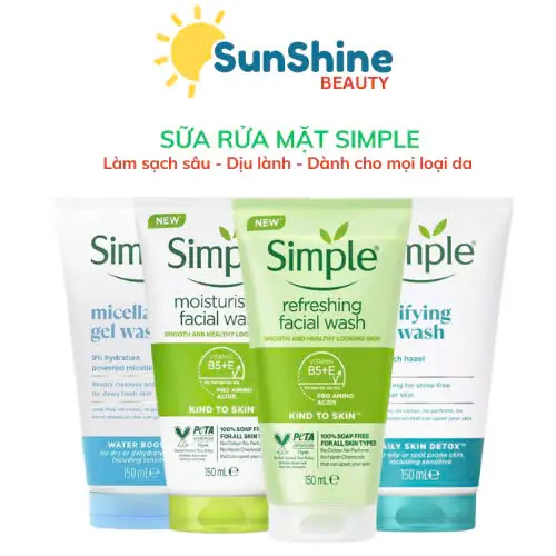 Sữa Rửa Mặt Dịu Nhẹ Cho Da Dầu Mụn, Nhạy Cảm Simple Facial Wash 150ml