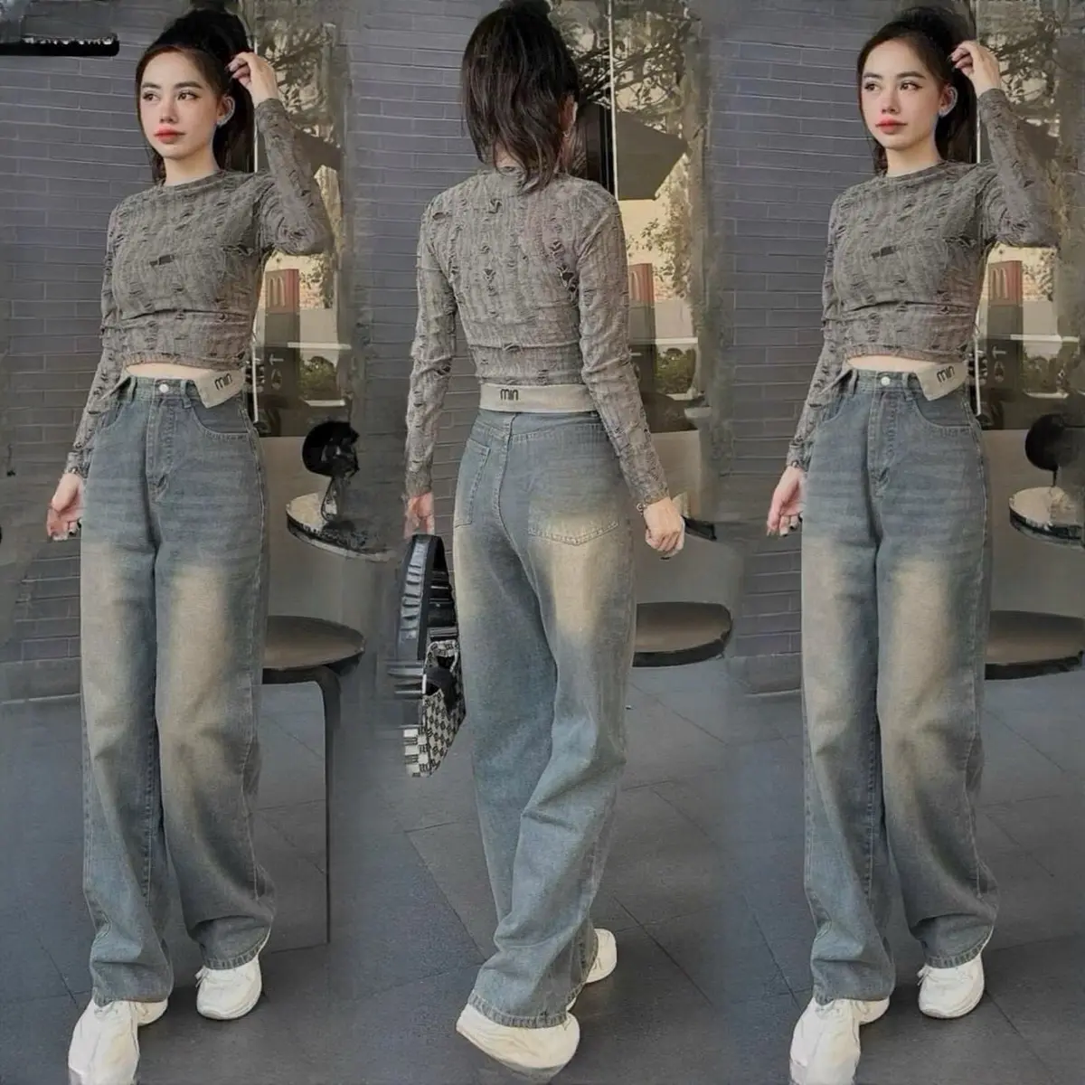 Quần Beggy Jean nữ cao cấp mẫu mới fom suông rộng thời trang -quần beggy nữ chất jean không co giãn