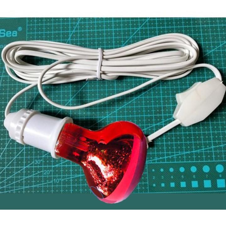 Bóng Đèn Hồng Ngoại Úm Gà 45W, 75W Kèm Đui Đèn Liền Dây Và Phích Cắm Fanagold 5 mét