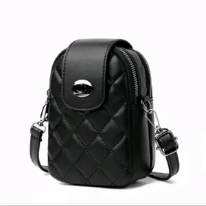 MANONI SHOP - TAS SELEMPANG WANITA MODEL KOREA DESAIN TAS KECIL MINI SLINGBAG TAS HP WANITA BAHAN KUALITAS IMPORT MOTIF JAHIT Kulit PU BISA COD Hitam