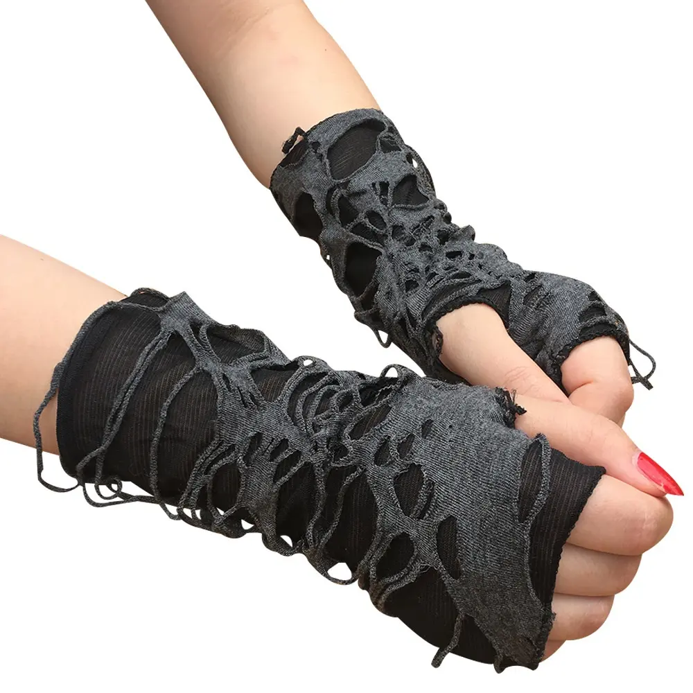 LTX-05 sarung tangan setengah jari motif sobek half finger gloves aksesoris fashion cosplay wanita