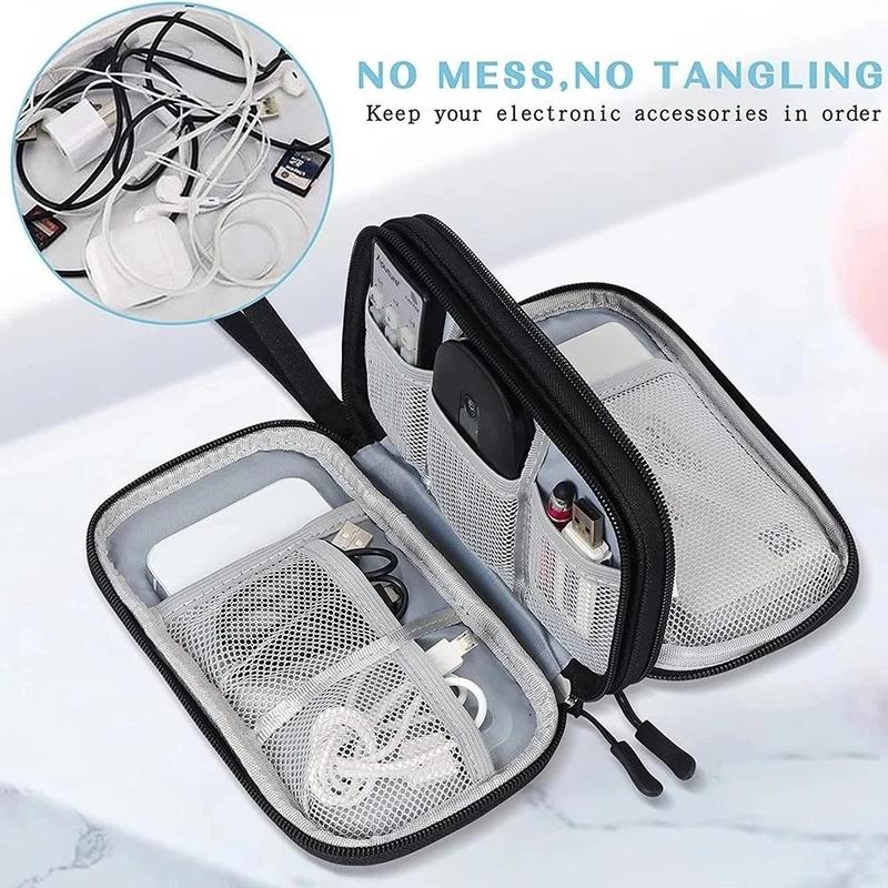 Product Introduction of Data Cable Organizer Pouch Double Layer Large Capacity Storage Bag Professional Headset USB Cable Organizer Bag, Electronics Finishing Expert Travel Portable Makeup Cover Digital Accessory Waterproof Oxford Cloth Case 46