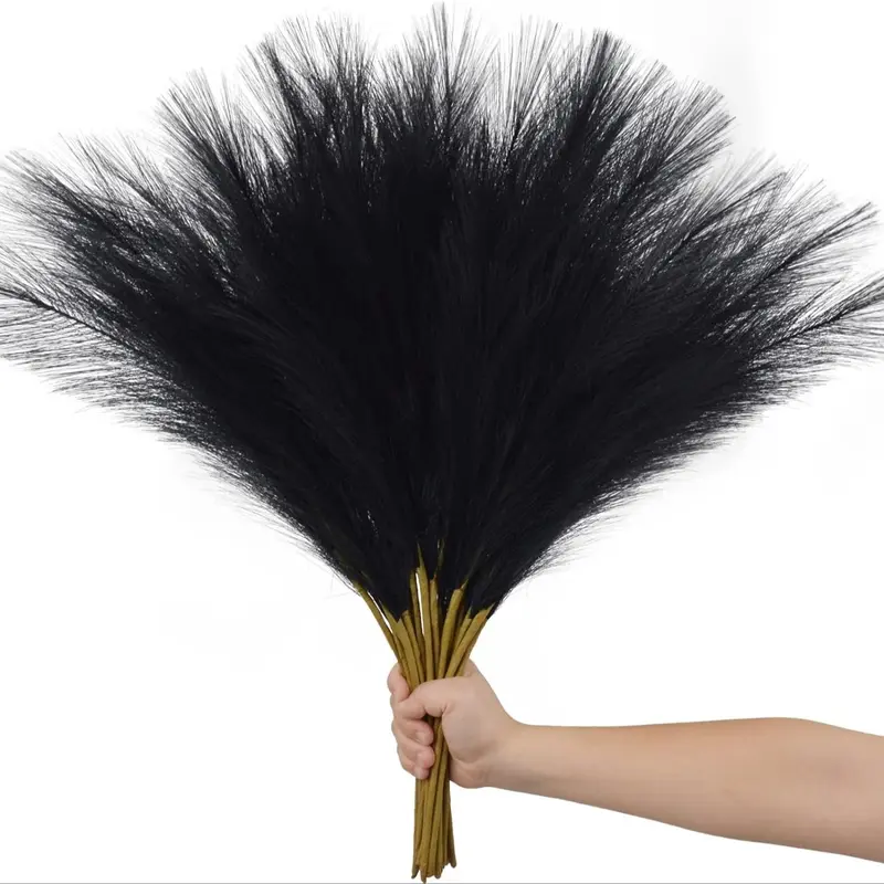 Artificial Dried Pampas Grass, 5 Counts/set Fluffy Pampas Reed Stem Bundle for Flower Arrangement, Faux Plant for Home Wedding Party Decor 0