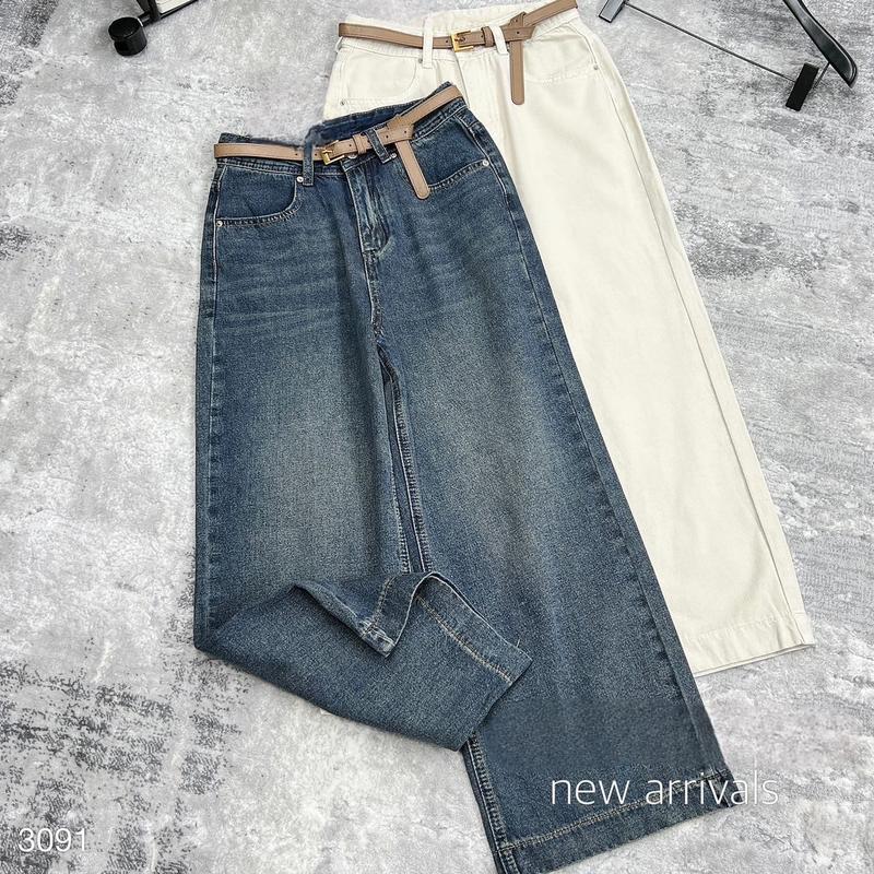 Lynk Nhi • Quần jeans xuông nấm kèm đai 2 màu dài 92cm phù hợp cao 1 m57 trở xuống ( hàng QC L1)# Q3091 Nữ Women Pants 0