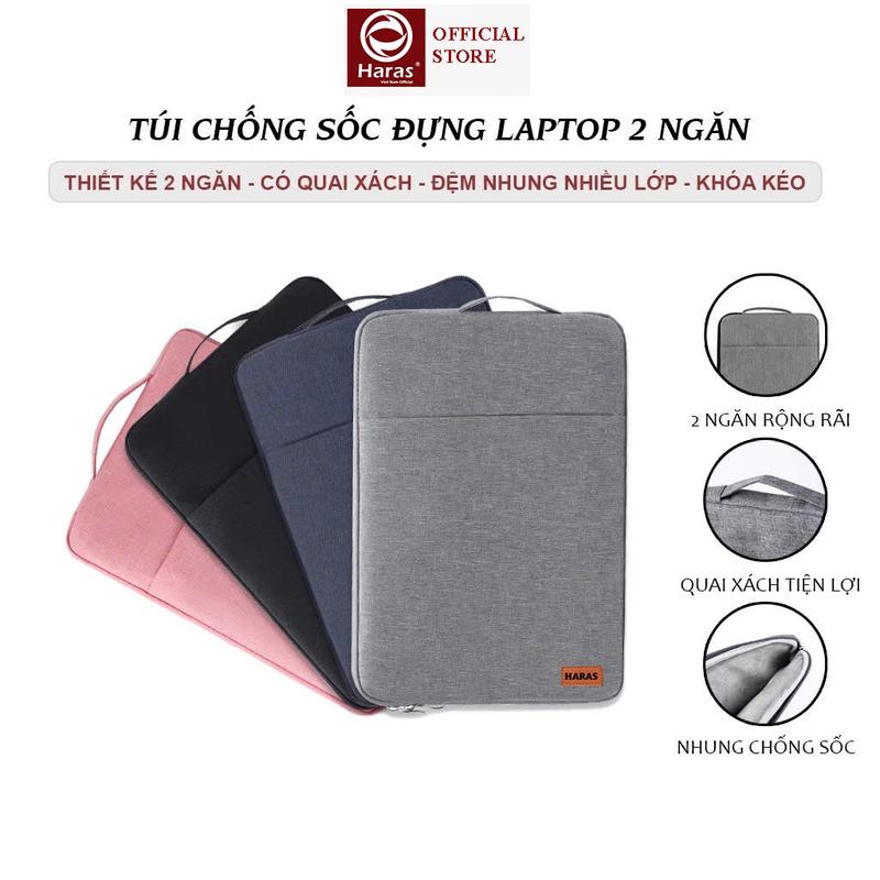 Túi chống sốc bảo vệ laptop 2 ngăn có tay cầm HARAS 004 vừa size 13inch, 14inch, 15.6inch