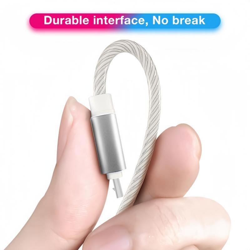Cáp sạc di động, 3 IN 1, Cáp USB LED, Streamer đầy màu sắc, Cáp Type C và Micro, Sạc nhanh, Dòng dữ liệu 7