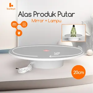 Bonkyo Meja Rotating Stand Display Mirror RGB lighting turntable  Alas Putar Fotografi Mirror Rotating 360°