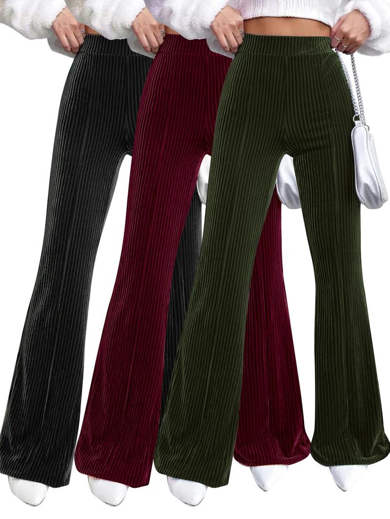 Product Introduction of Women's Solid High Waist Flare Leg Pants, Casual Comfy Bell Bottom Trousers for Daily Wear, Ladies Bottoms for All Seasons 6