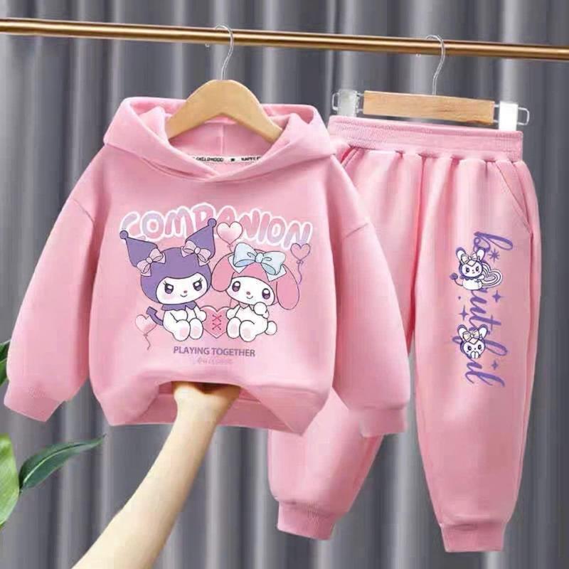 Bộ Nỉ kuromi cho bé gái Đáng Yêu - Hình dễ thương cho bé gái từ 10kg đến 40kg | Đậu Đậu
