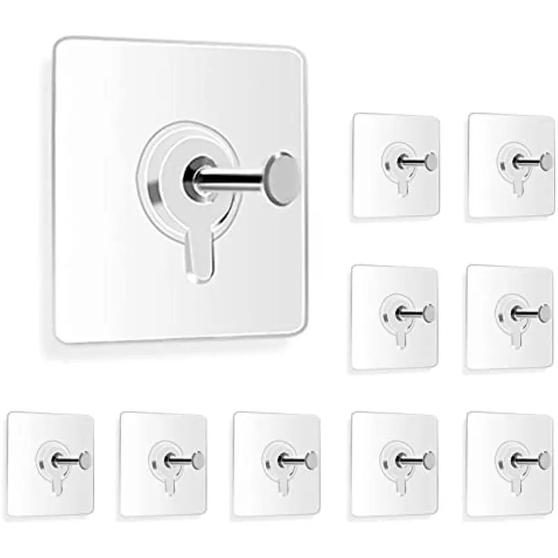 10pcs Self-Adhesive Wall Hooks, 5.9KG Capacity, No Nails Needed for Hanging Pictures, Towels & More - Easy Installation, Damage-Free Design, White Plastic Material, Hooks for Hanging Things Wall