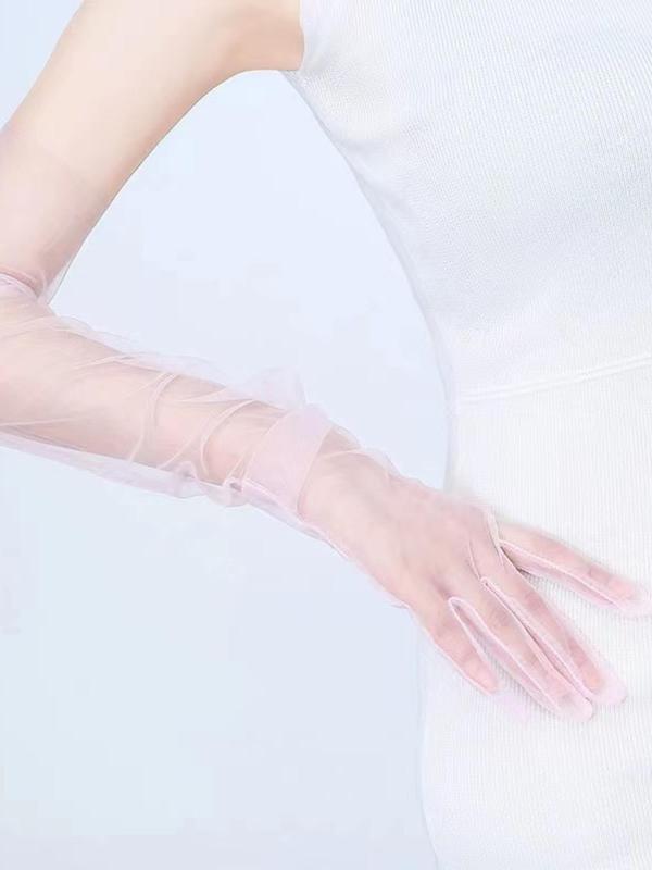 Women's 1 Pair Solid Mesh Gloves, Elegant Gloves For Wedding Party Evening Formal Occasion, Transparent Clothes Accessories For Banquet 4