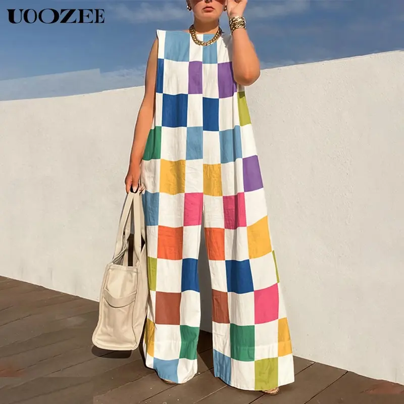 UOOZEE Women's Solid Color Sleeveless Wide Leg Jumpsuit – Basic Style Simple and stylish, highlighting the daily elegance of modern women 4