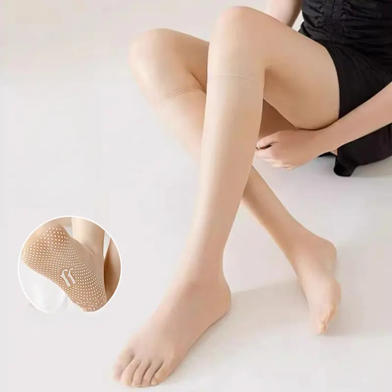 Women's Stockings Thin Anti-snagging Calf Garters Glue Dots Non-slip Skin Color Stockings Muslim Ramadan