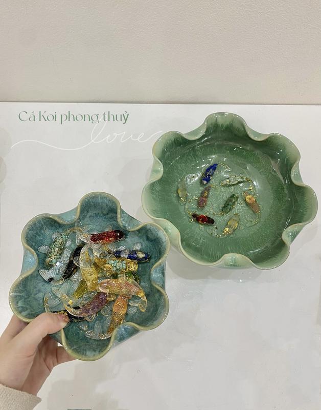  Cá Koi Phong Thủy Đá Tự Nhiên - Đặt Bát Nước Ban Thần Tài Trang Trí Tiểu Cảnh 