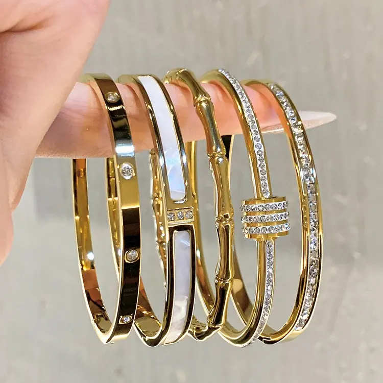 High-end Golden Titanium Steel Non-Fade Bracelet Female Plain RingBracelet Light Luxury Niche Bracelet