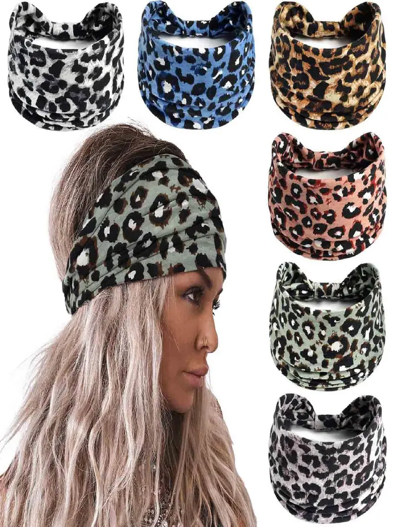 Product Introduction of Boho Style Leopard Pattern Hair Band, Elastic Hair Band for Women & Girls, Fashion Hair Accessories for Gym Workout Running 0