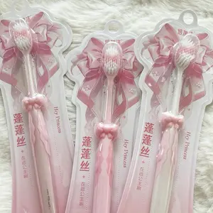 Mocorie - Coquette Ribbon Toothbrush / Pink Bow Toothbrush Sensitive Gum Friendly / Sikat Gigi Coquette Pink / Sikat Gigi Motif Pita Pink