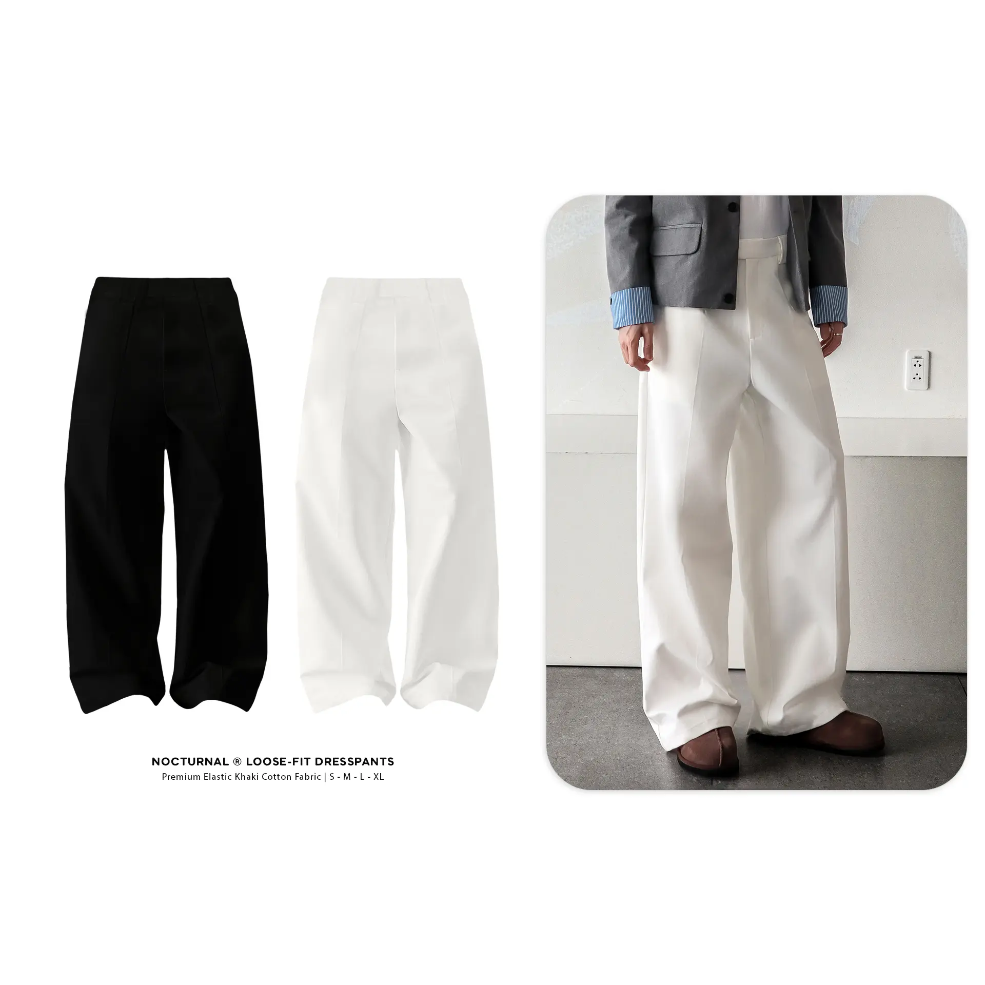 Quần Âu Ống Rộng NOCTURNAL Loose-fit Dress Pants Cotton Unisex Nam Nữ Local Brand