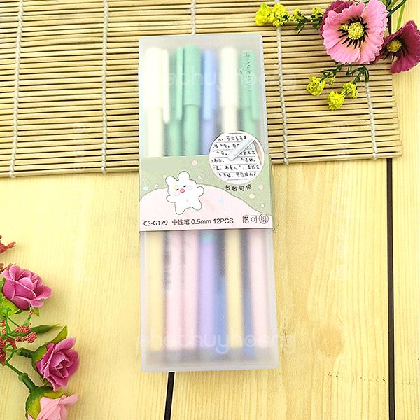 Hộp bút mực xóa được loại tốt ( 12 cây ) hộp nhựa cứng chất lượng cao ngòi 0.5mm viết cực đẹp xóa cực sạch ️ bút mực xóa được ️ bút mực học sinh ️ bút mực xanh ️ bút mực tím ️ bút bi ️ Phát Huy Hoàn