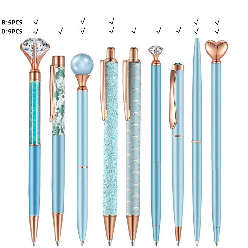 Glitter Ballpoint Pen Set, 1 Set Artificial Diamond Pen, Creative Metal Pen for Students, Wedding Desk Supplies Gift, Easter Gifts 7