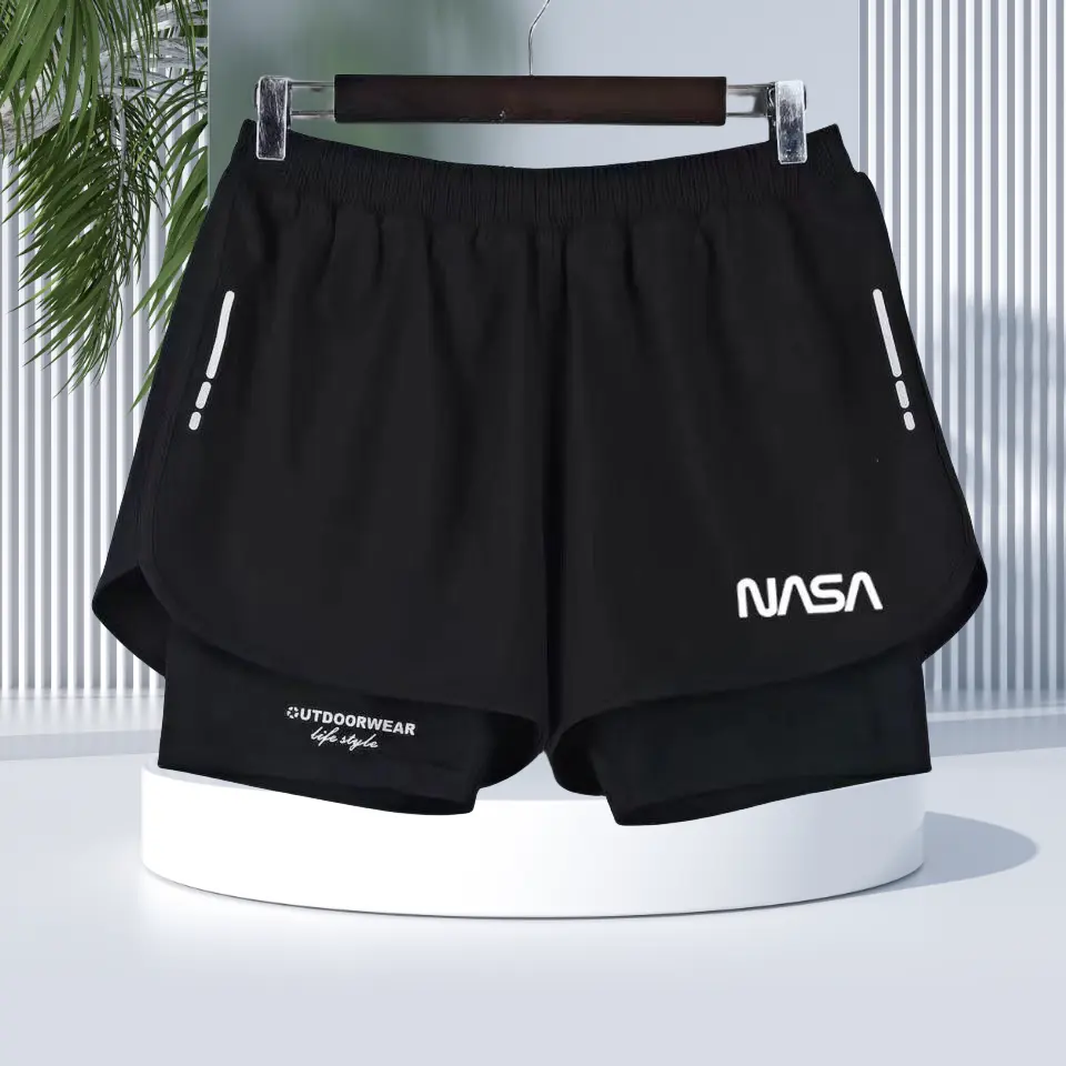 New Men's Swimming Trunks Men's Breathable Quick-Drying Swimming Trunks Double-Layer Anti-Embarrassment Swimsuit Men's Suit Beach Pants