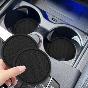 Portavasos para auto, 2 piezas de tapete redondo para portavasos con aislamiento térmico, alfombrilla antideslizante universal para portavasos de auto, accesorios para el interior del auto