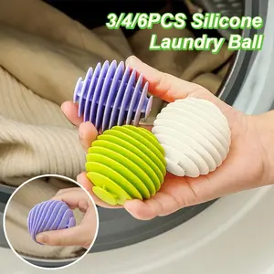 3/4/6PCS Silicone Laundry Ball Pakaian Washing Laundry Ball Bola Silikon Mesin Cuci Pakaian Baju Bersih Bola Clothing Anti-tangle Cleaning Ball Prevent Clothes Getting Knotted Artifact