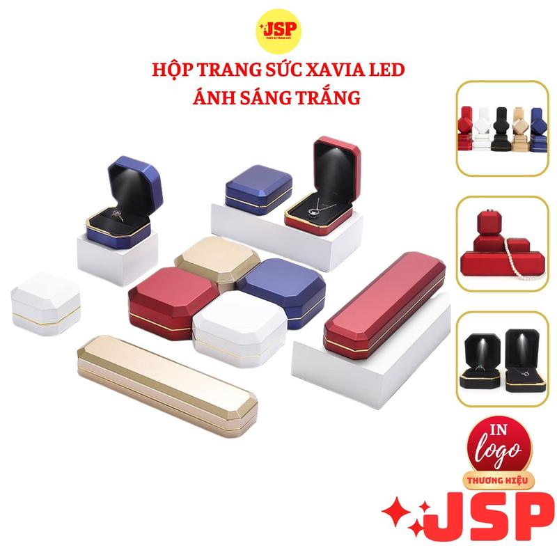 Hộp đựng nhẫn cưới XAVIA LED Viền vàng cao cấp hộp đựng trang sức dây chuyên lăc tay hộp đưng nhẫn đôi JSP.